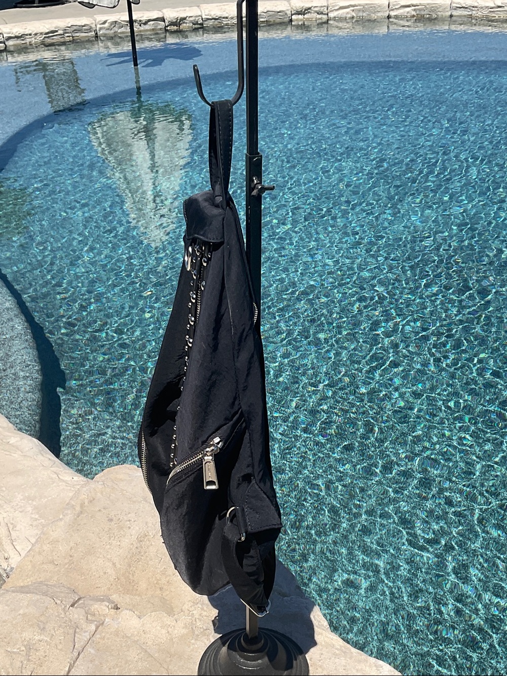 Rebecca Minkoff Black Studded Sling Backpack - Picture 2 of 7